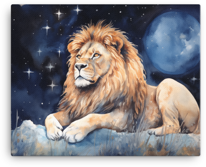 Starry Night Lion Watch Canvas Wall Art