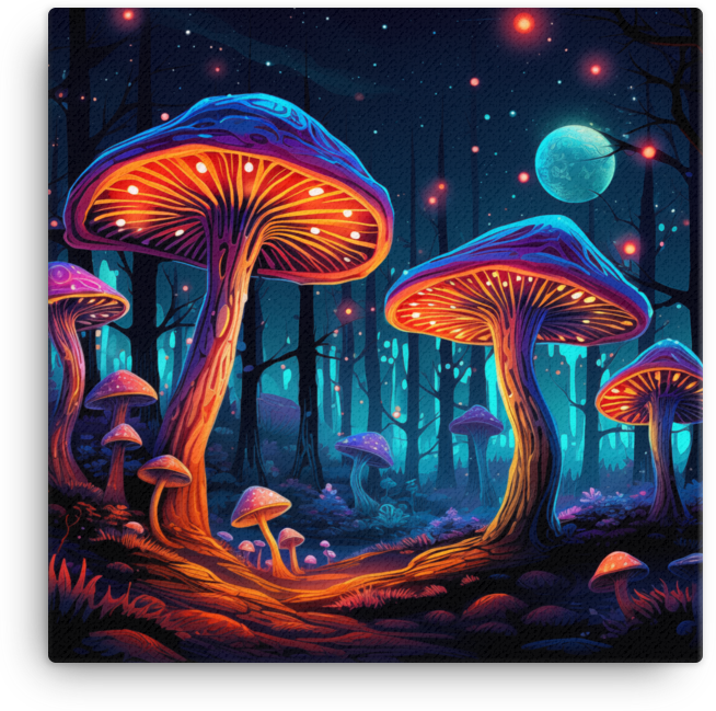 Starry Night Mushroom Grove Canvas