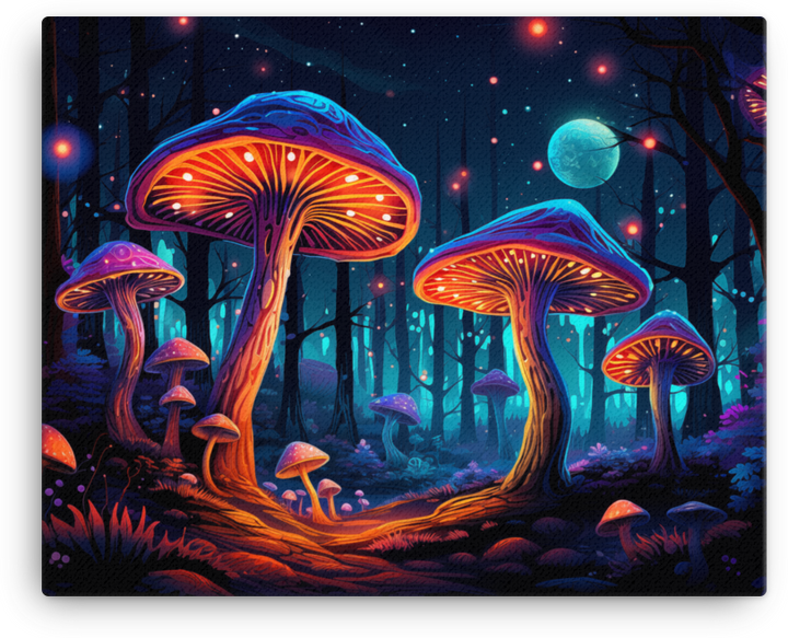 Starry Night Mushroom Grove Canvas