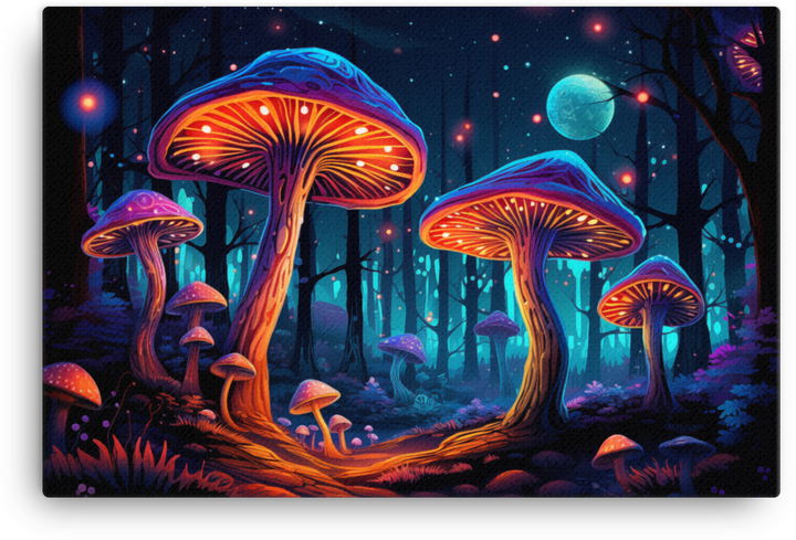 Starry Night Mushroom Grove Canvas