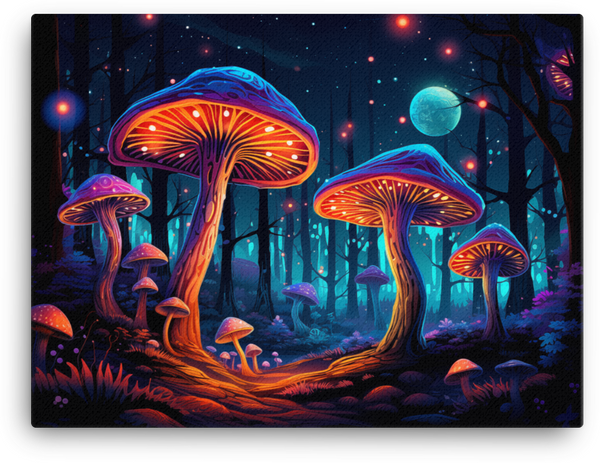 Starry Night Mushroom Grove Canvas