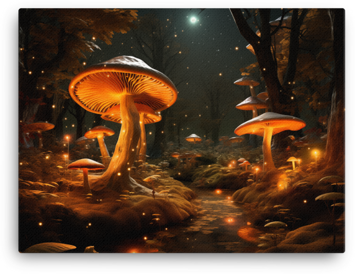 Starry Night Mushroom Haven Canvas