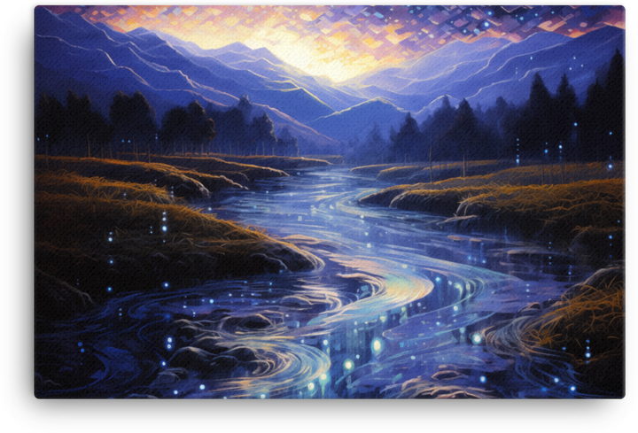 Starry Night Over the Swirling River Canvas