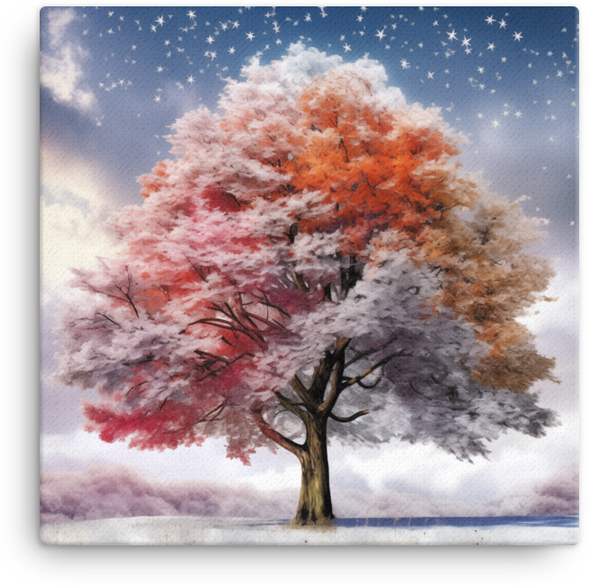 Starry Seasonal Spectrum Tree Canvas wall art