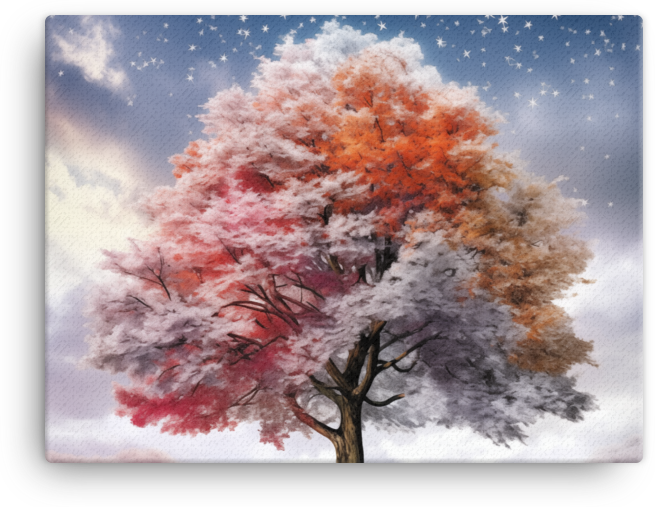 Starry Seasonal Spectrum Tree Canvas wall art