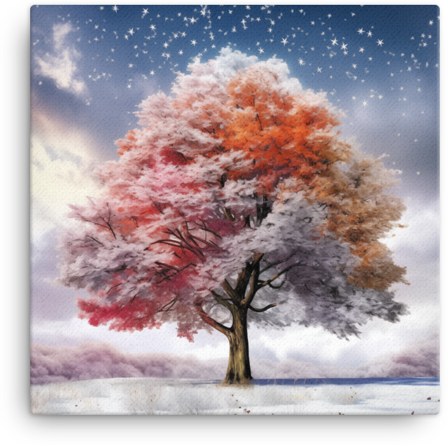 Starry Seasonal Spectrum Tree Canvas wall art