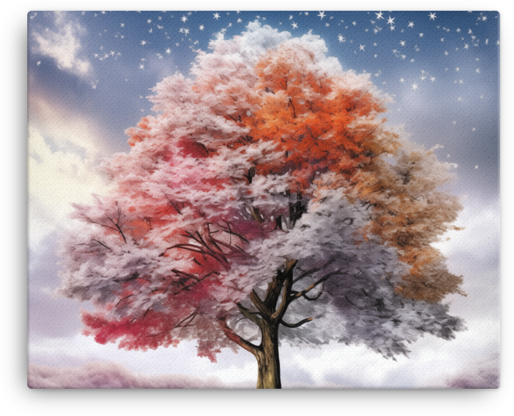 Starry Seasonal Spectrum Tree Canvas wall art