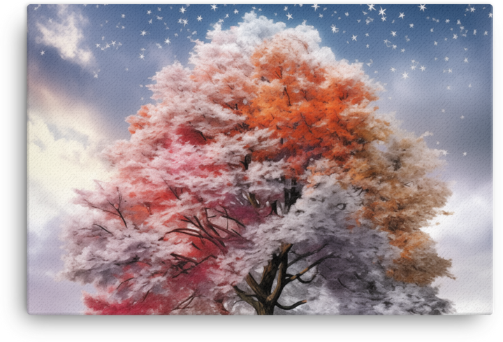 Starry Seasonal Spectrum Tree Canvas wall art