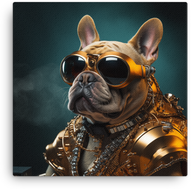 Steampunk Frenchie Aviator Canvas