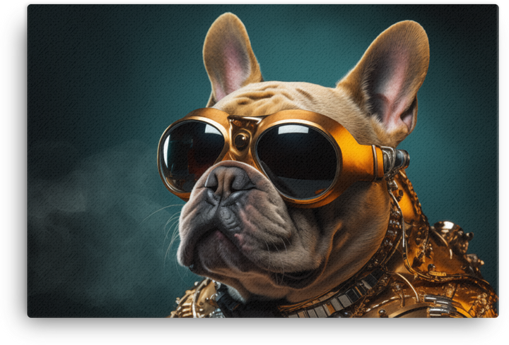 Steampunk Frenchie Aviator Canvas