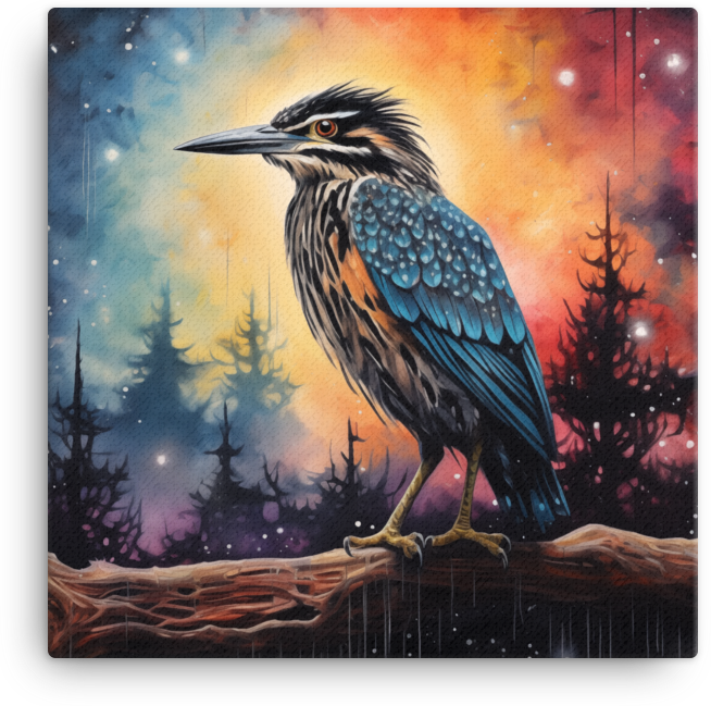 Stellar Heron Twilight Canvas Wall Art