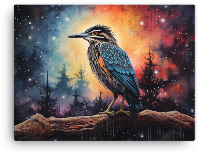 Stellar Heron Twilight Canvas Wall Art