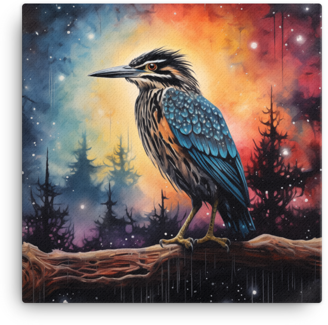 Stellar Heron Twilight Canvas Wall Art