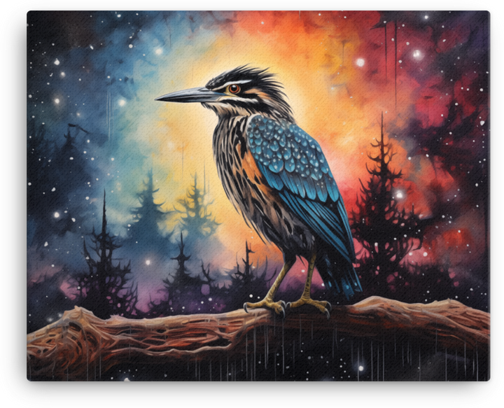 Stellar Heron Twilight Canvas Wall Art