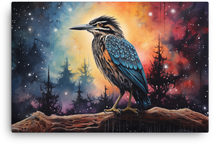 Stellar Heron Twilight Canvas Wall Art