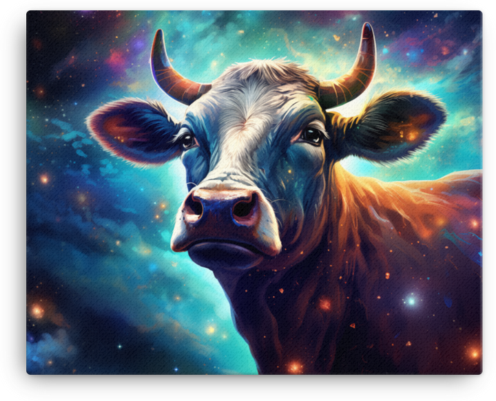 Stellar Pastures Cow Canvas Wall Art