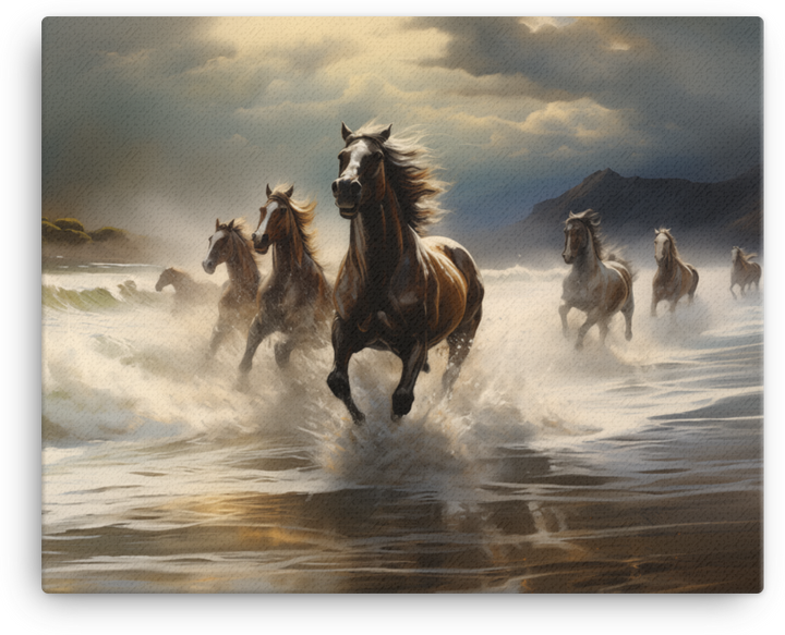 Stormy Shores Herd Horse Canvas Wall Art