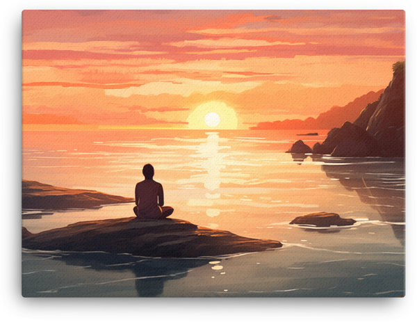 Sunset Contemplation on the Coastal Rocks Canvas wall art