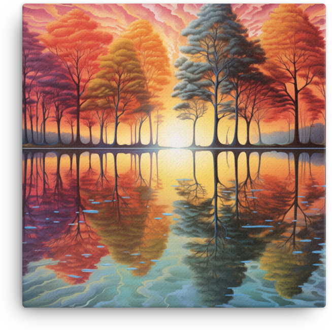 Sunset Harmony Tree Reflection Canvas wall art