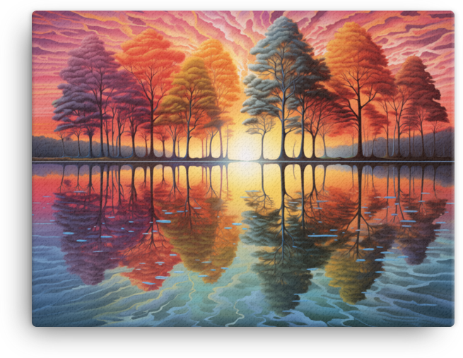 Sunset Harmony Tree Reflection Canvas wall art