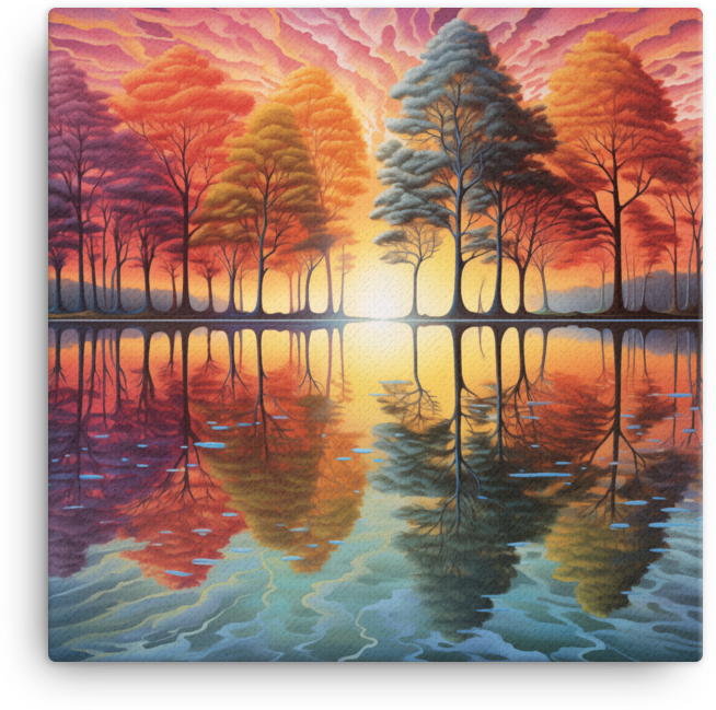 Sunset Harmony Tree Reflection Canvas wall art