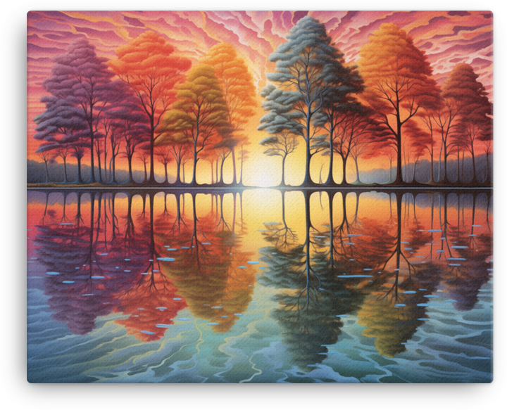 Sunset Harmony Tree Reflection Canvas wall art