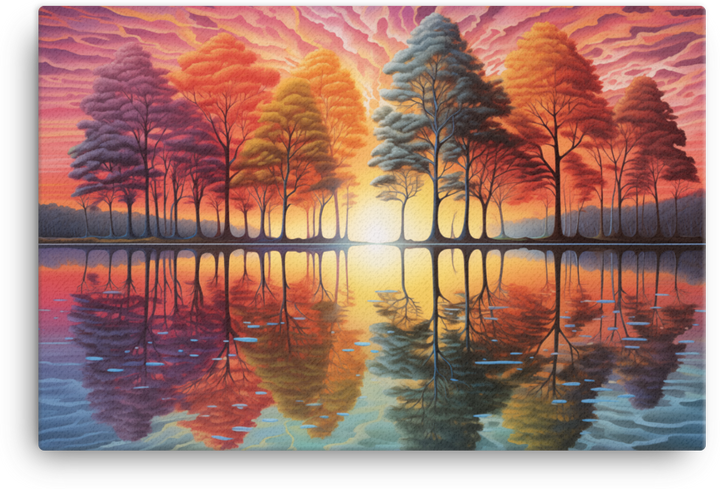 Sunset Harmony Tree Reflection Canvas wall art