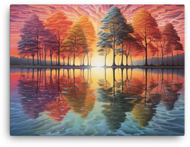 Sunset Harmony Tree Reflection Canvas wall art