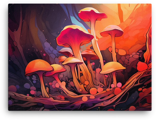 Sunset Hues Mushroom Fantasy Canvas