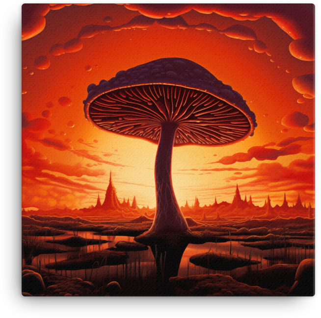 Sunset Mushroom Silhouette Canvas