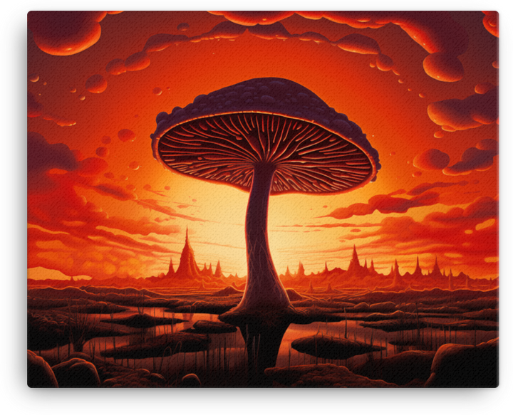 Sunset Mushroom Silhouette Canvas