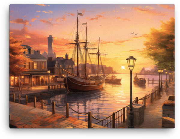Sunset Serenade at the Harbor Canvas wall art