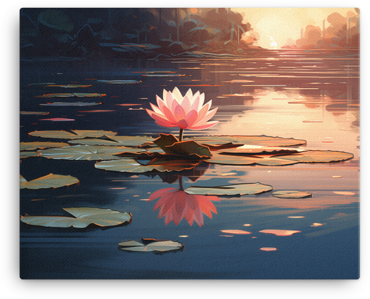 Sunset Serenity Lotus Reflection Canvas Wall Art wall art