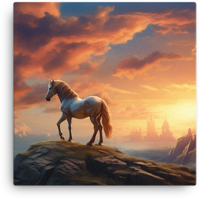 Sunset Silhouette Horse Canvas Wall Art
