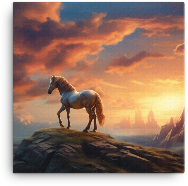 Sunset Silhouette Horse Canvas Wall Art