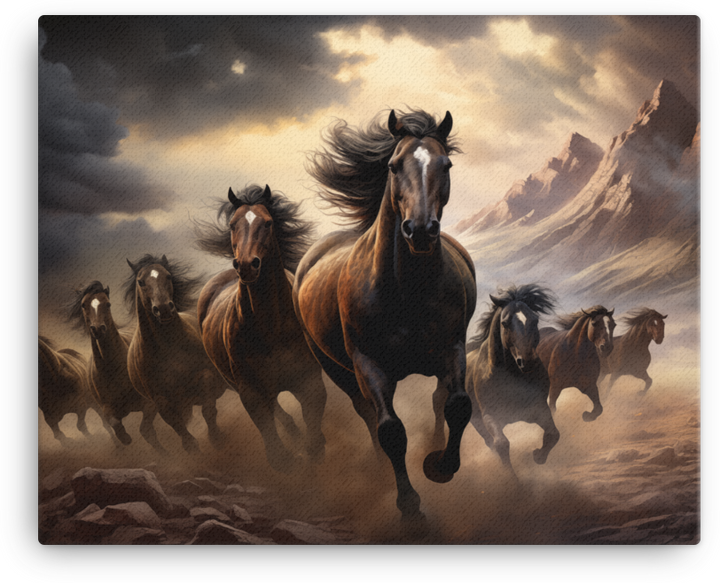 Thundering Herd at Dusk Canvas Wall Art