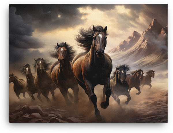 Thundering Herd at Dusk Canvas Wall Art