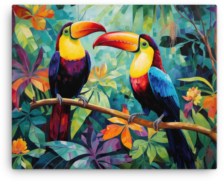 Toucan Duo in Tropical Eden Canvas Wall Art