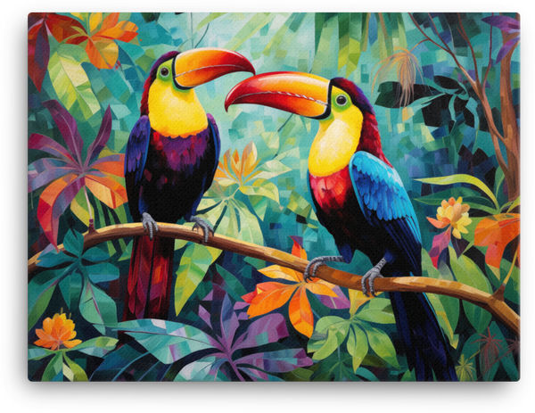 Toucan Duo in Tropical Eden Canvas Wall Art