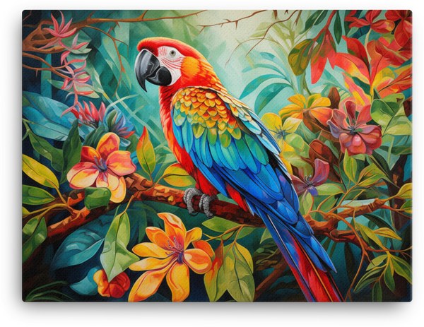 Tropical Macaw Perch Canvas Wall Art