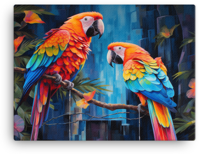 Tropical Parrots in Paradise Canvas