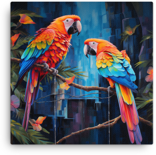 Tropical Parrots in Paradise Canvas