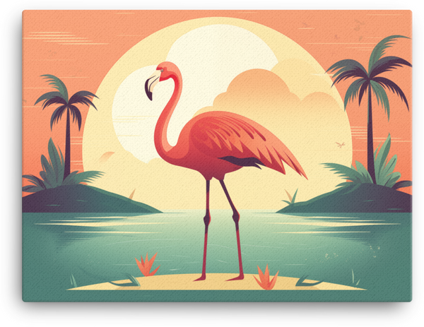 Tropical Sunset Flamingo Canvas Wall Art