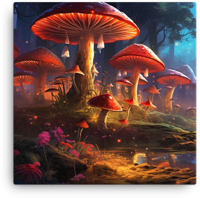 Twilight Enchantment Mushroom Canvas