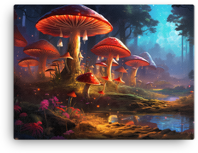 Twilight Enchantment Mushroom Canvas