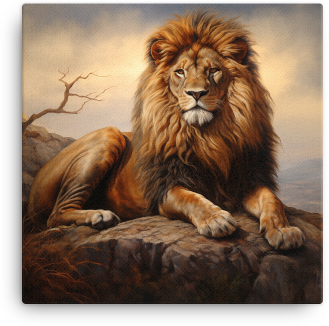 Twilight Savanna King Lion Canvas Wall Art