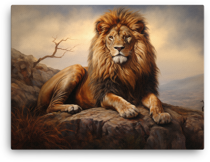 Twilight Savanna King Lion Canvas Wall Art