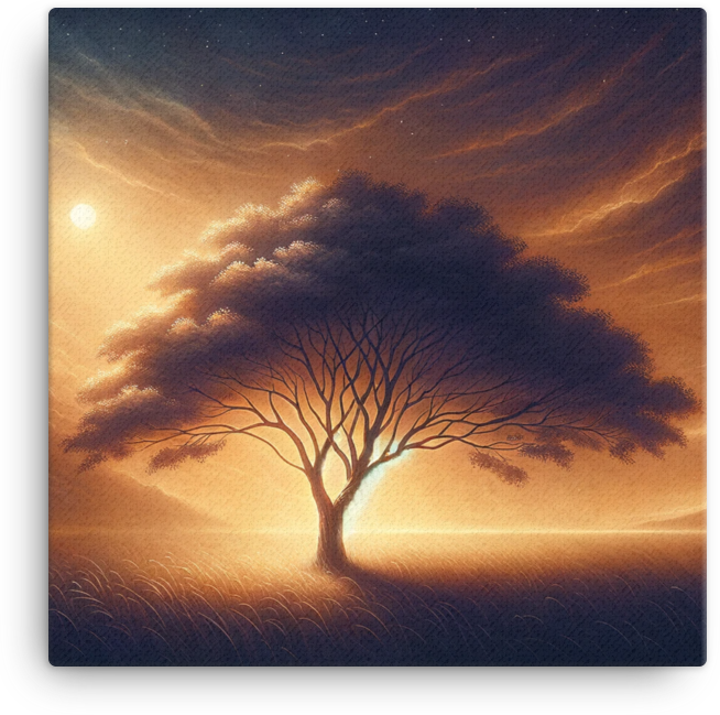 Twilight Whispering Tree Canvas wall art