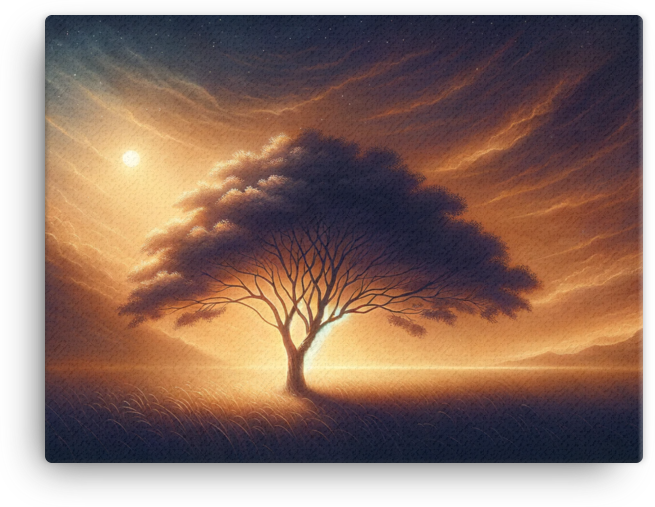 Twilight Whispering Tree Canvas wall art