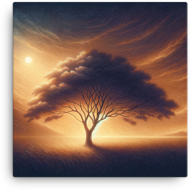 Twilight Whispering Tree Canvas wall art